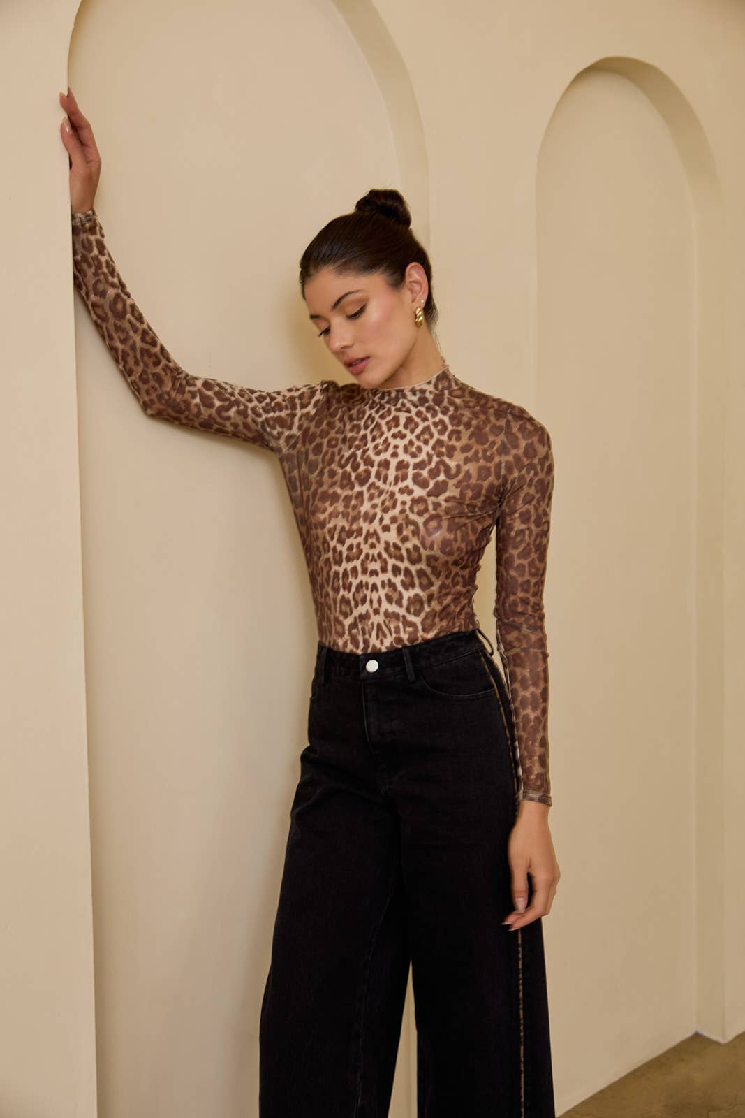 Leopard Mesh Top