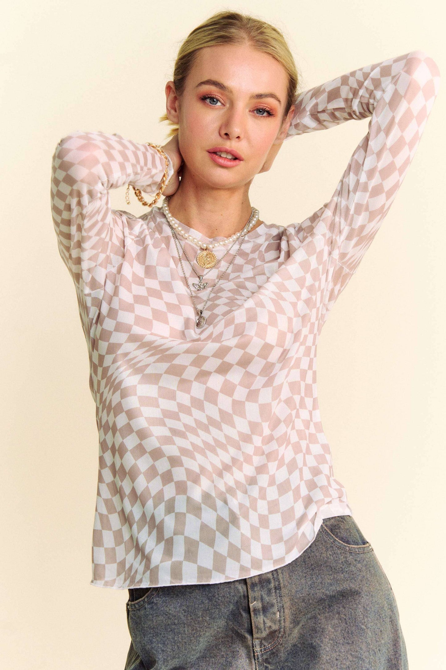 Checkered Layering Top
