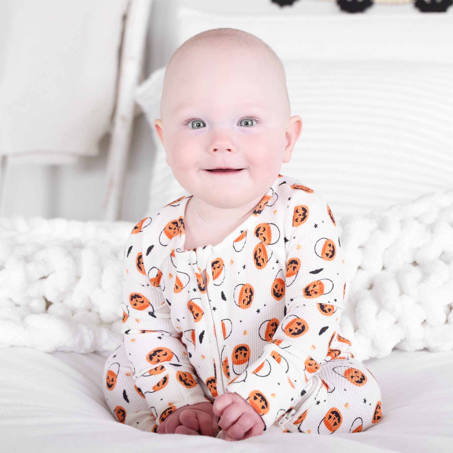 Trick or Treat Bamboo Waffle Zip Romper