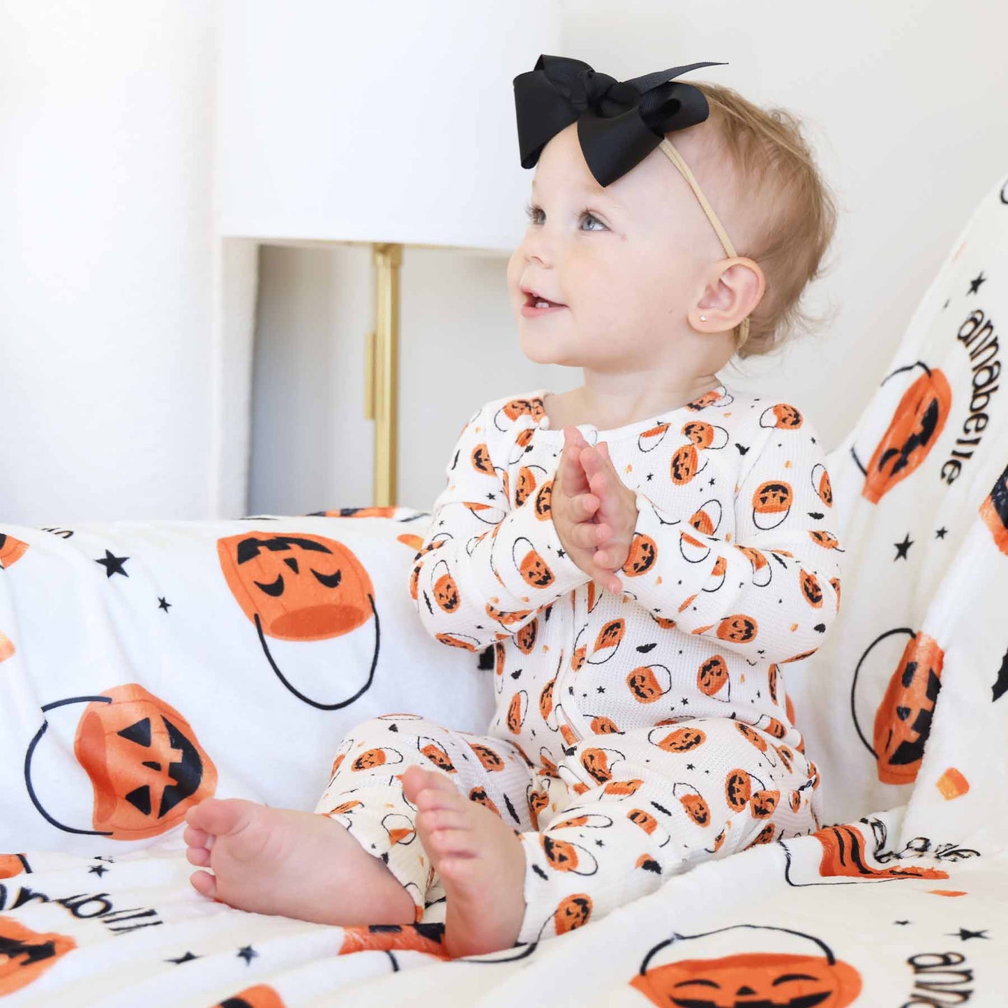 Trick or Treat Bamboo Waffle Zip Romper