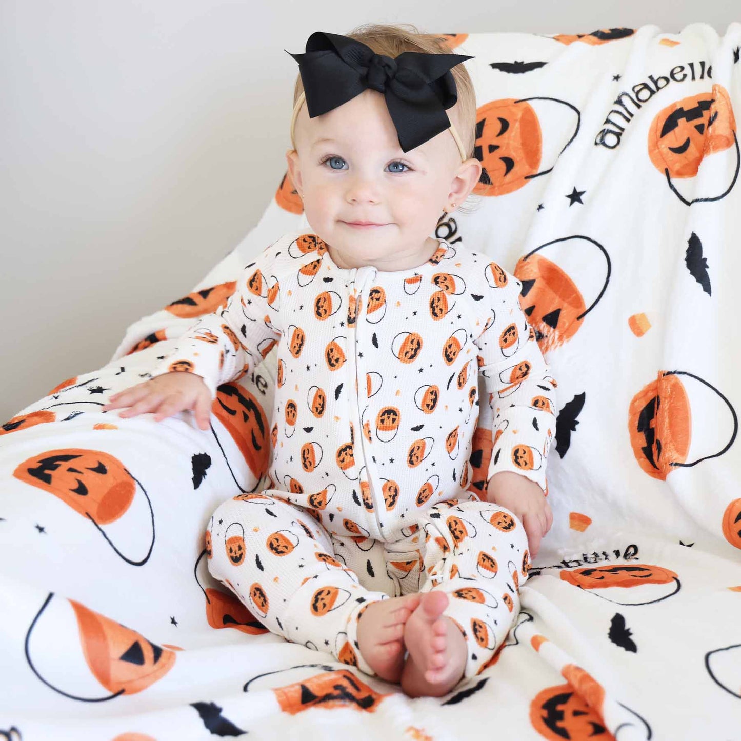 Trick or Treat Bamboo Waffle Zip Romper