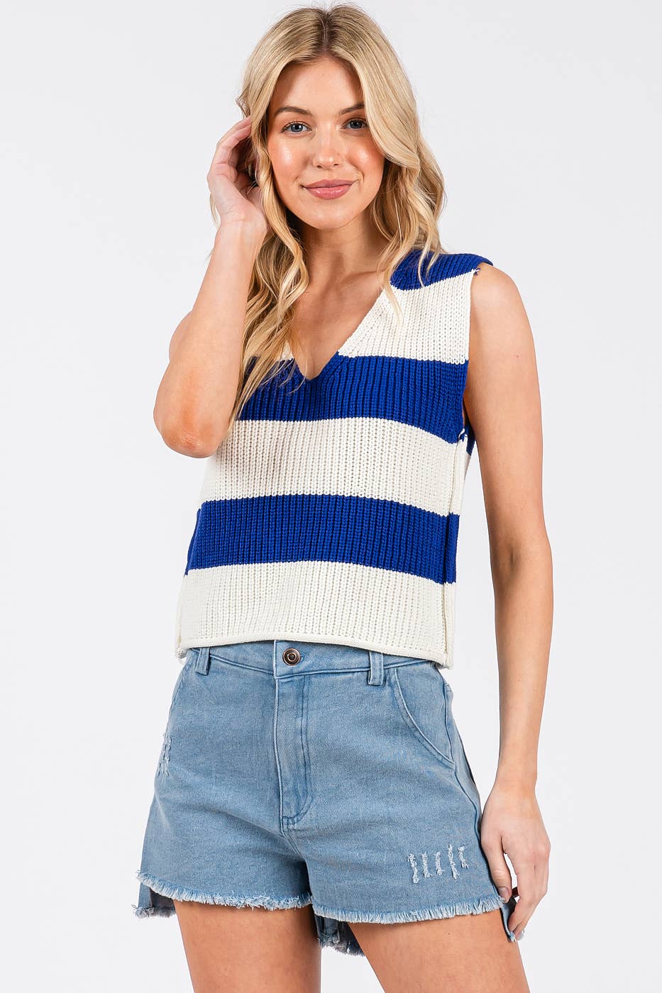 Go Team Striped Sweater Tank