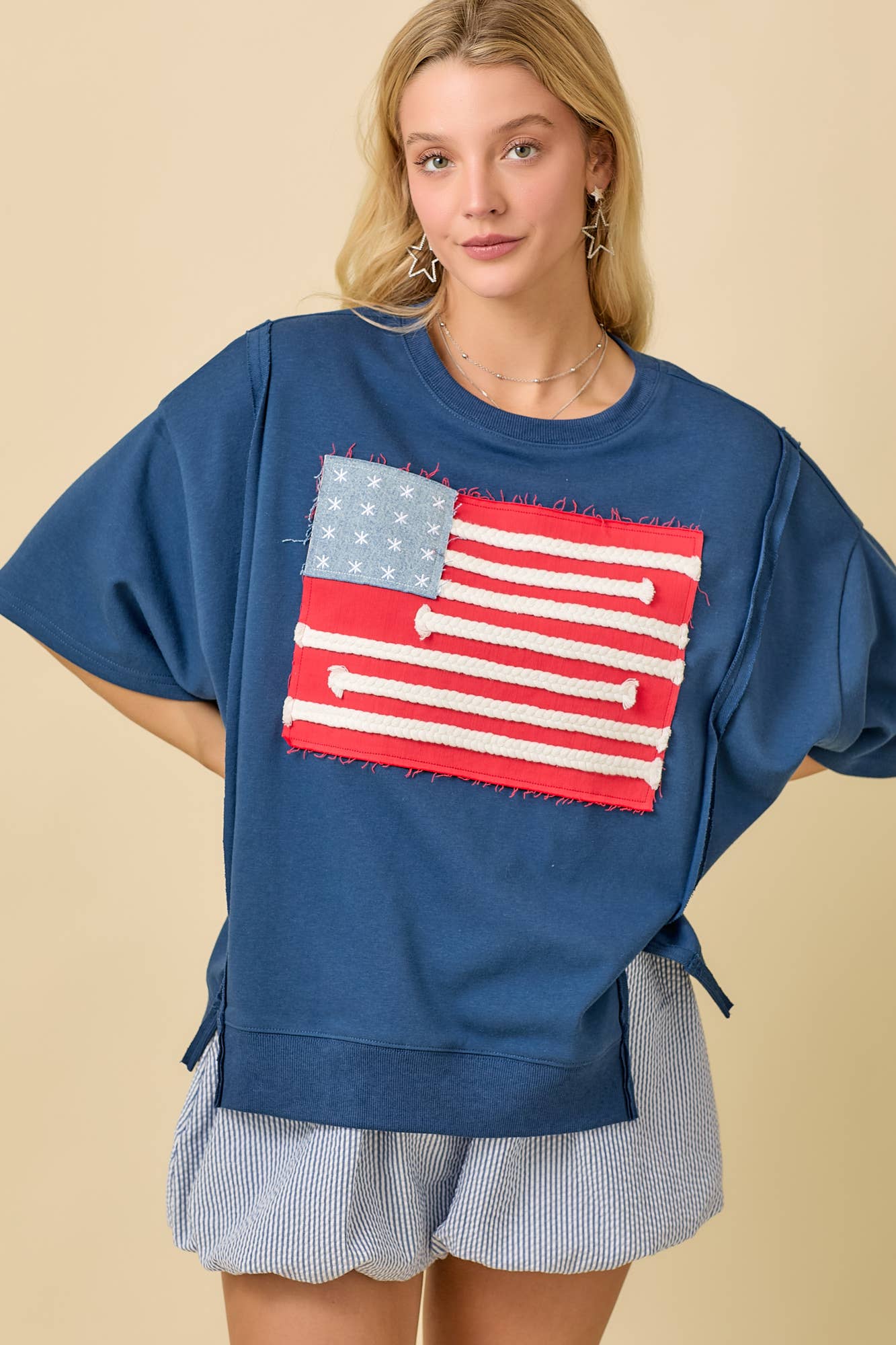 American Flag Patchwork Top