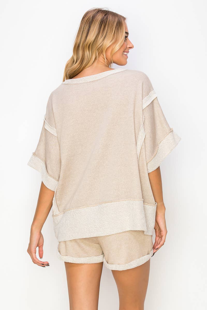 Terry Oversized Contrast Top