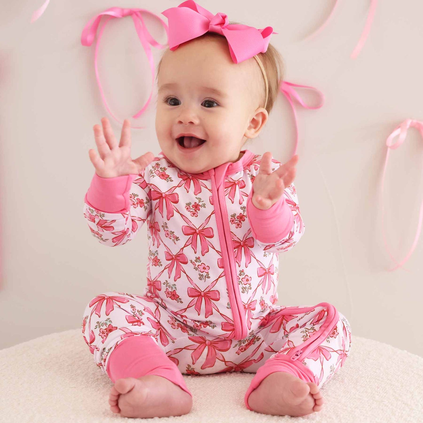 Bow Besties Bamboo Zip Romper