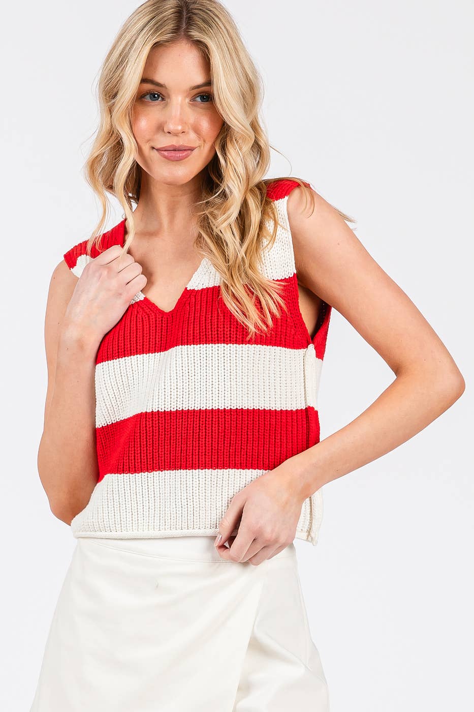 Go Team Striped Sweater Tank
