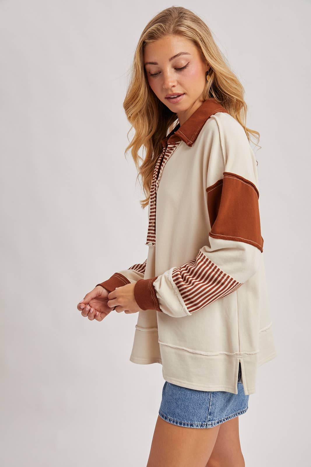 Pumpkin Spice Collar Knit Top