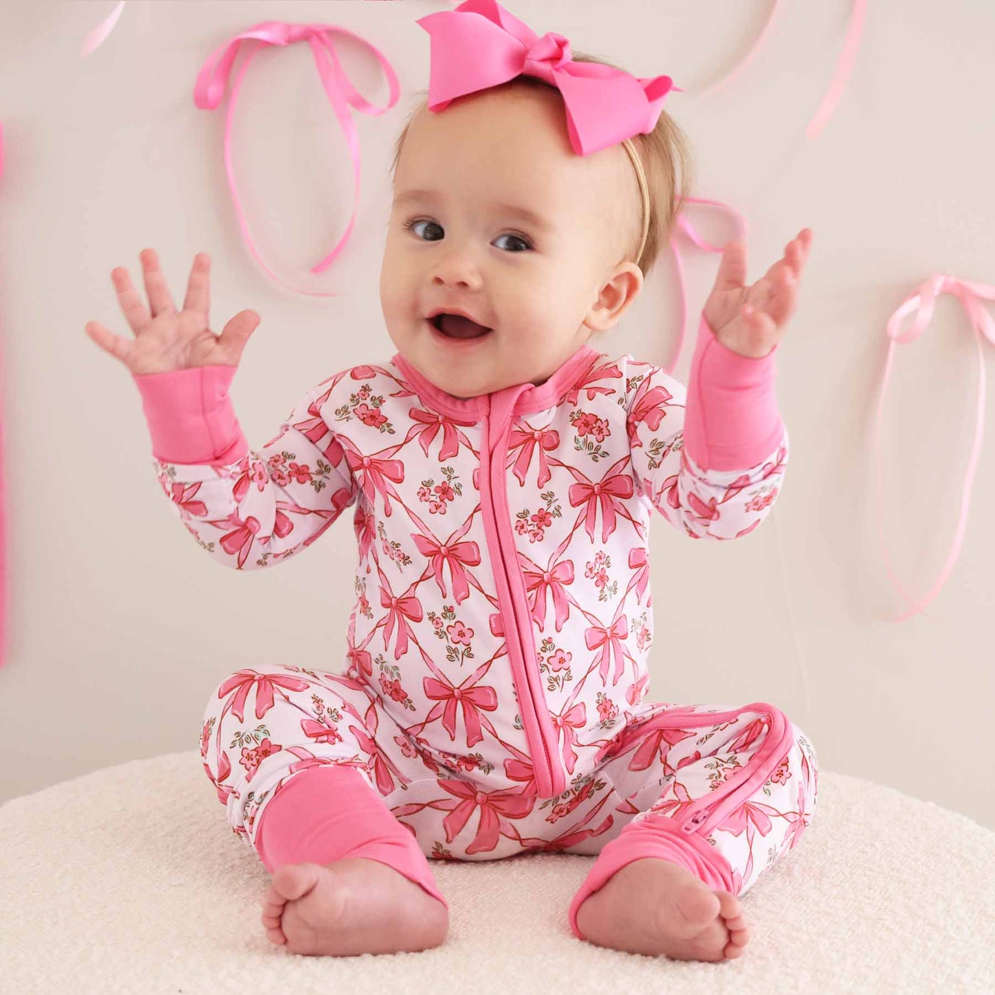 Bow Besties Bamboo Zip Romper