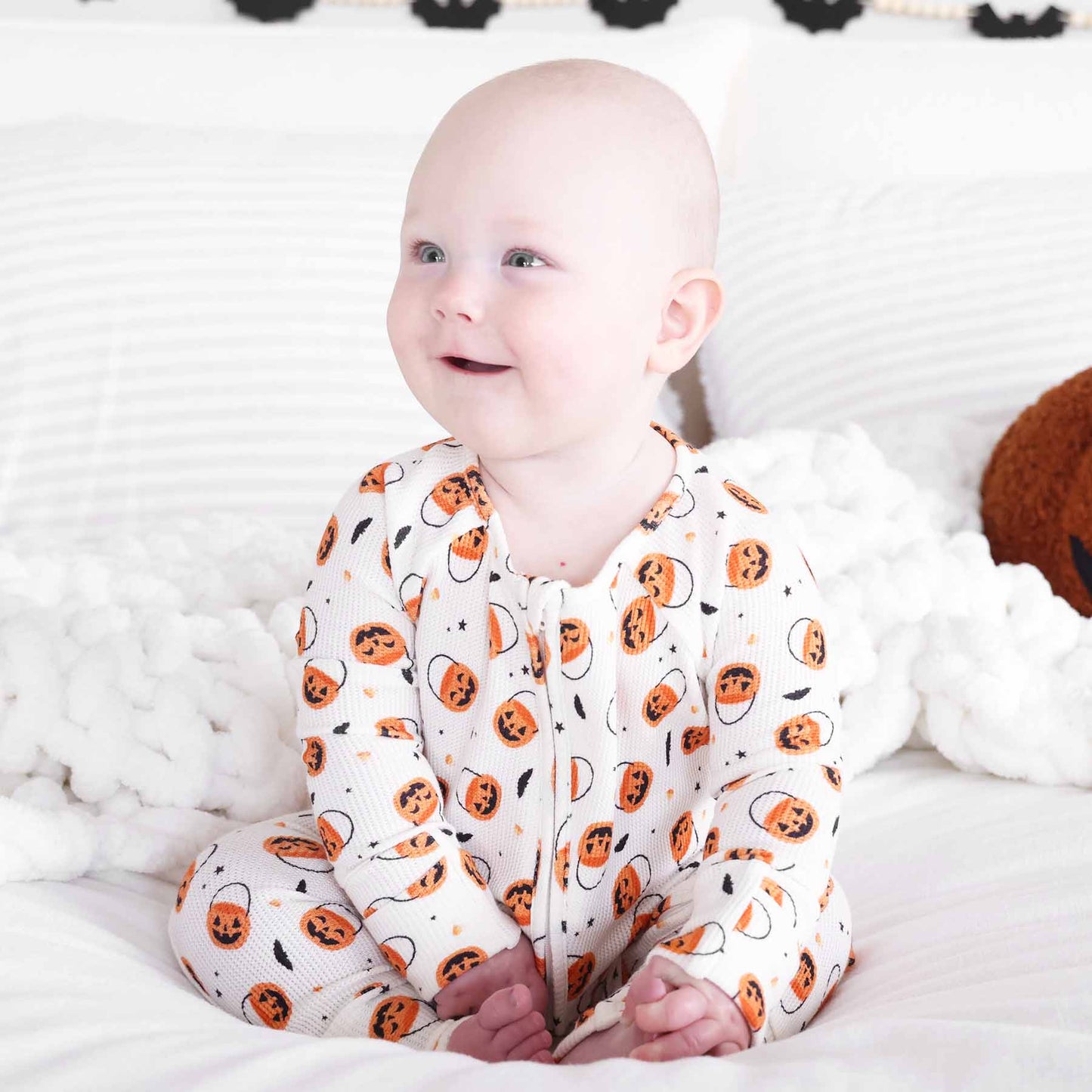 Trick or Treat Bamboo Waffle Zip Romper