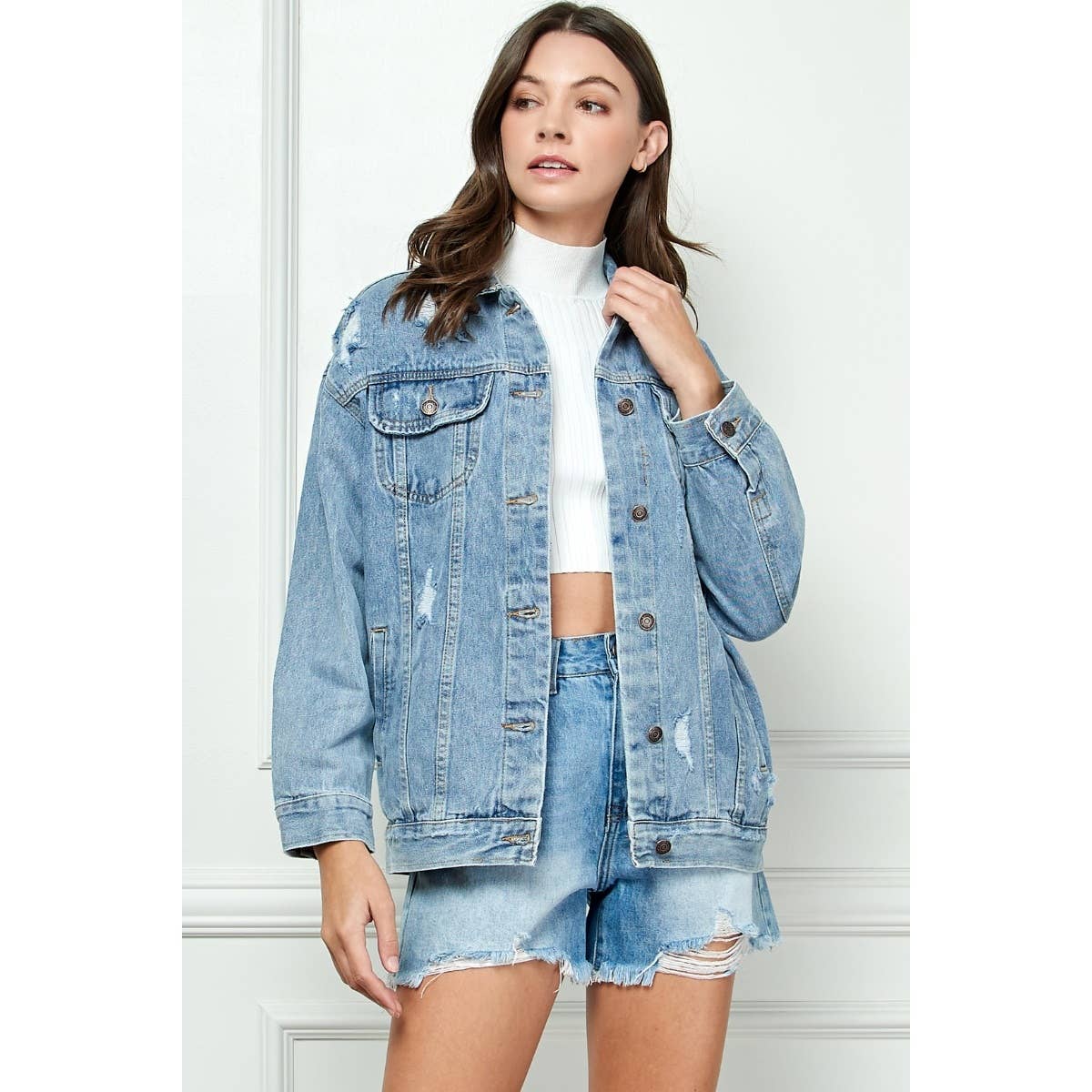 Distressed Classic Denim Jacket