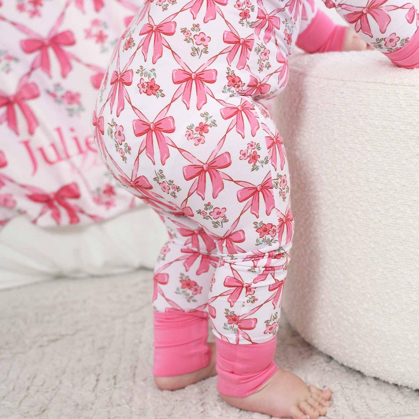 Bow Besties Bamboo Zip Romper
