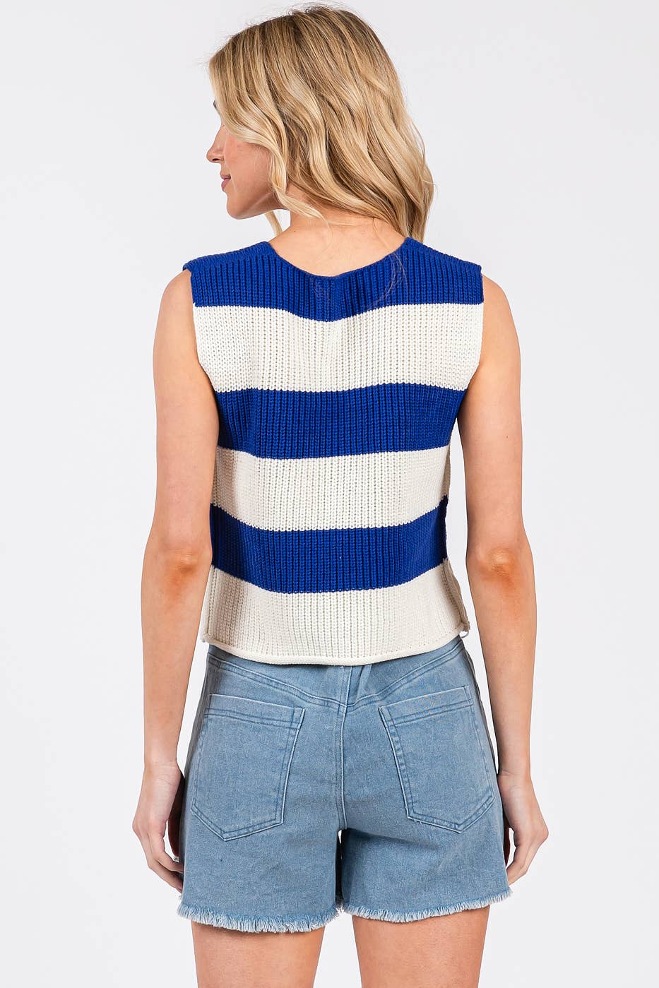 Go Team Striped Sweater Tank