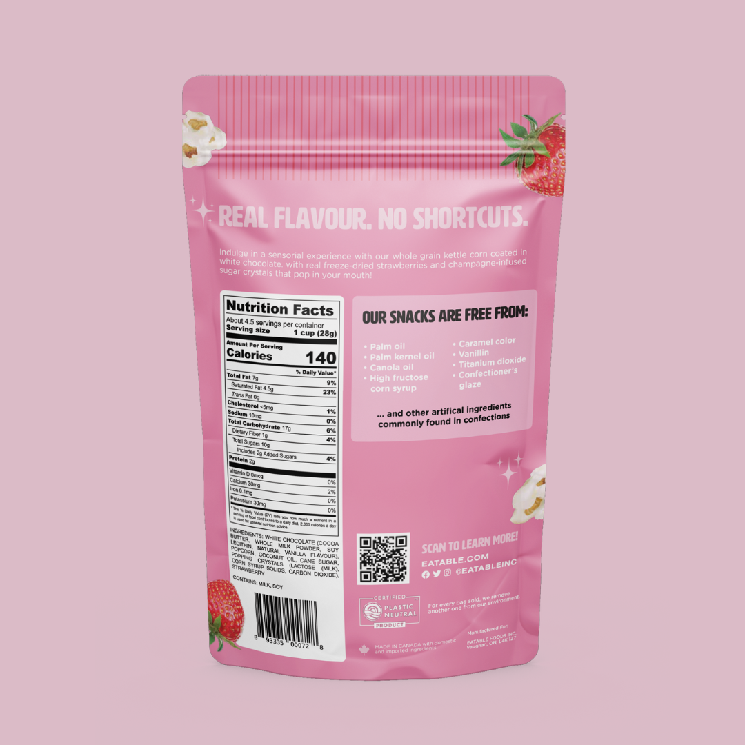 Strawberries & Champagne Gourmet White Chocolate Popcorn