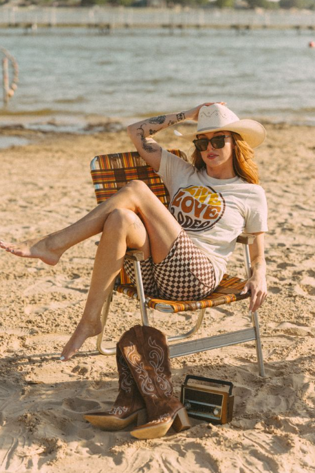 Brown Checkered Biker Shorts