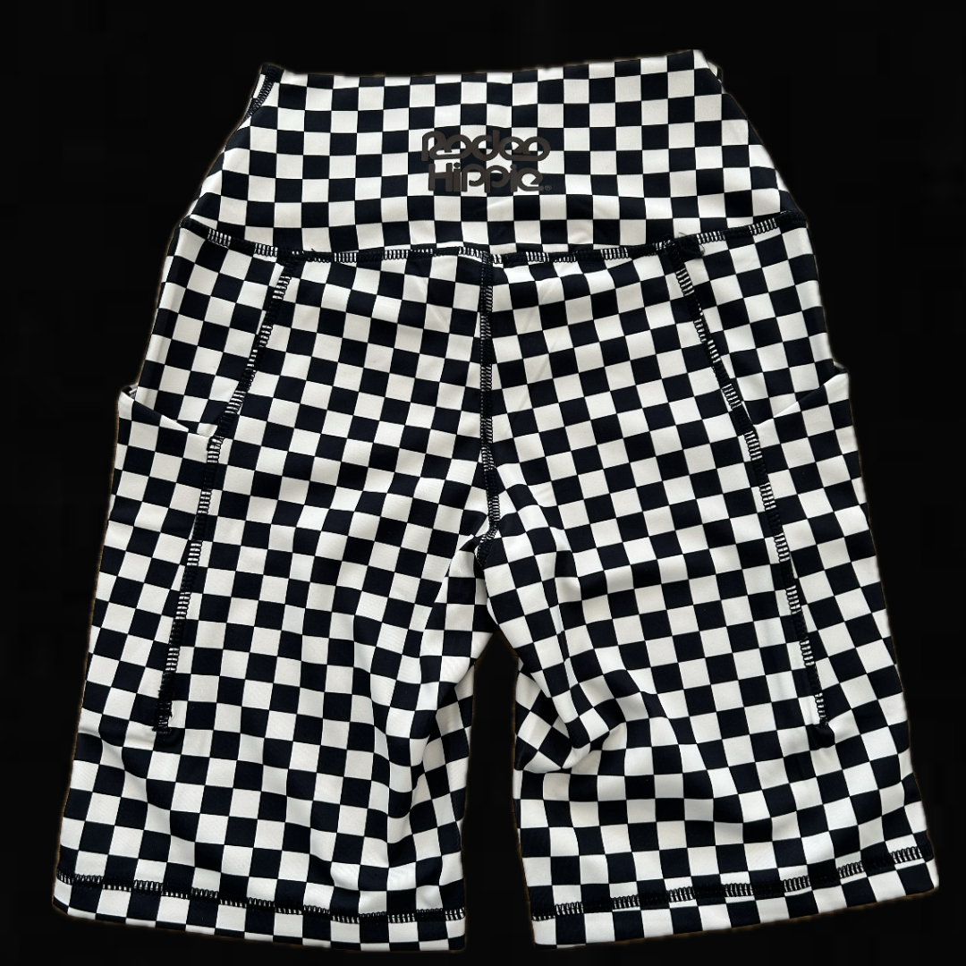 Black Checkered Biker Shorts
