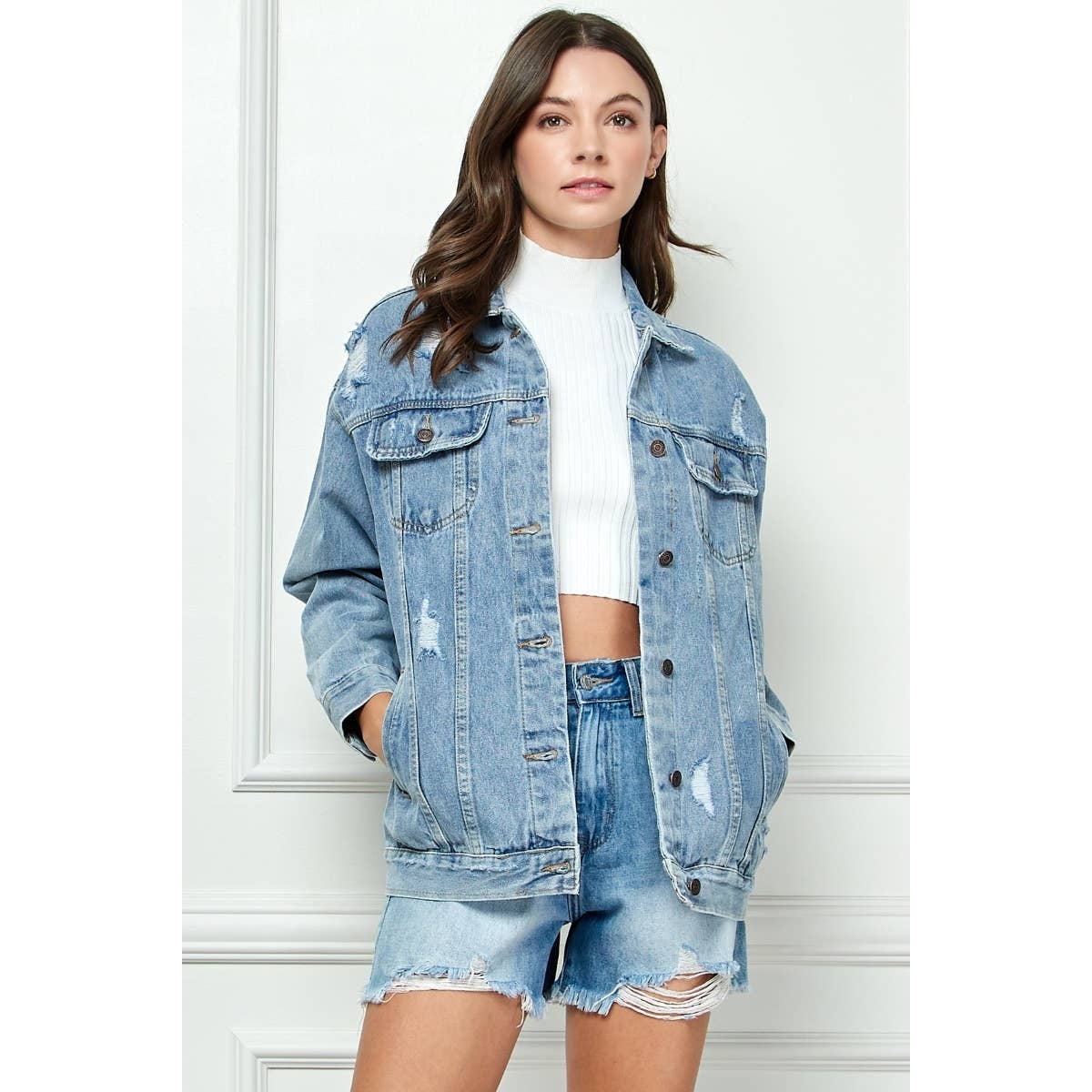 Distressed Classic Denim Jacket