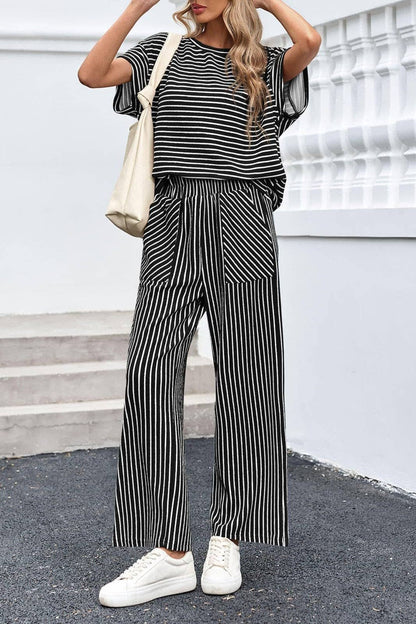 Striped Wide Leg Lounge Set