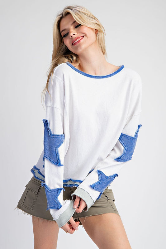 Blue Star Patched Top - Plus