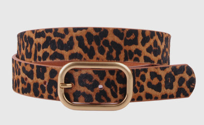Animal Print Belt with Rectangle Buckle
