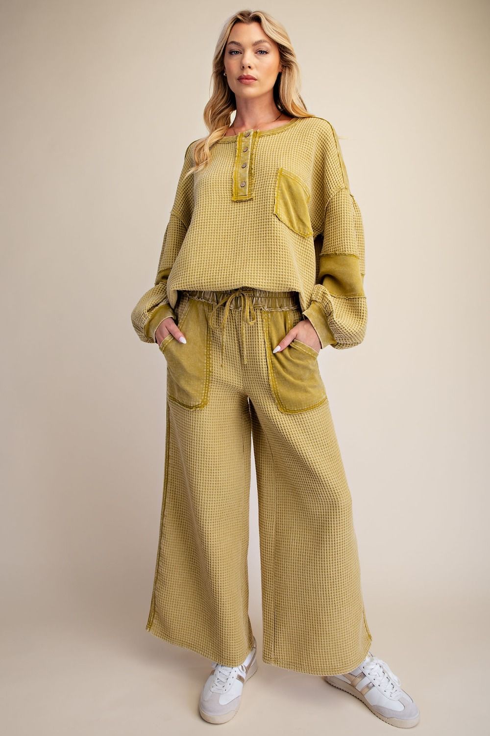 Green Tea Thermal Knit Top