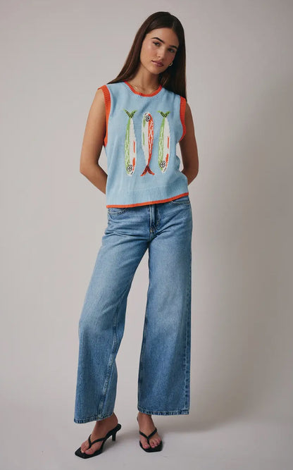 Total Catch Fish Graphic Sweater Top
