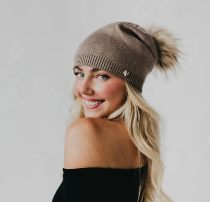 Fine Knit Pom Beanie - FINAL SALE