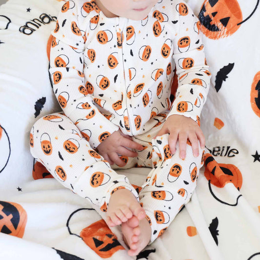 Trick or Treat Bamboo Waffle Zip Romper
