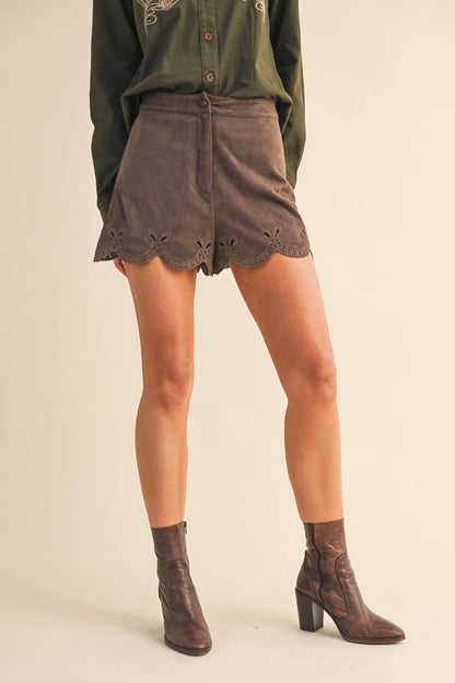 Suede Eyelet Shorts