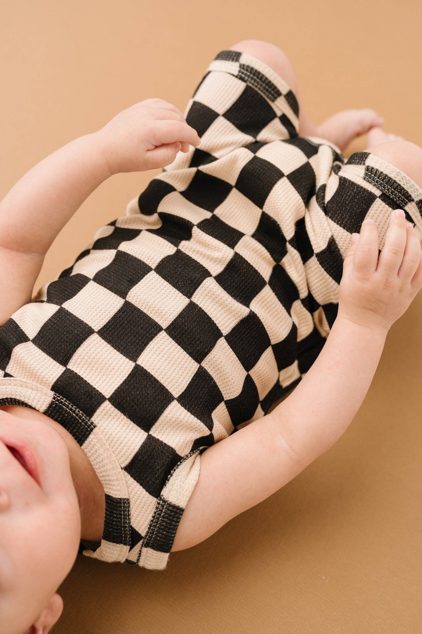 Black Checkered Waffle Bamboo Tank Romper