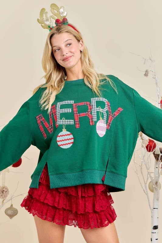 Merry Patchwork Oversized Top
