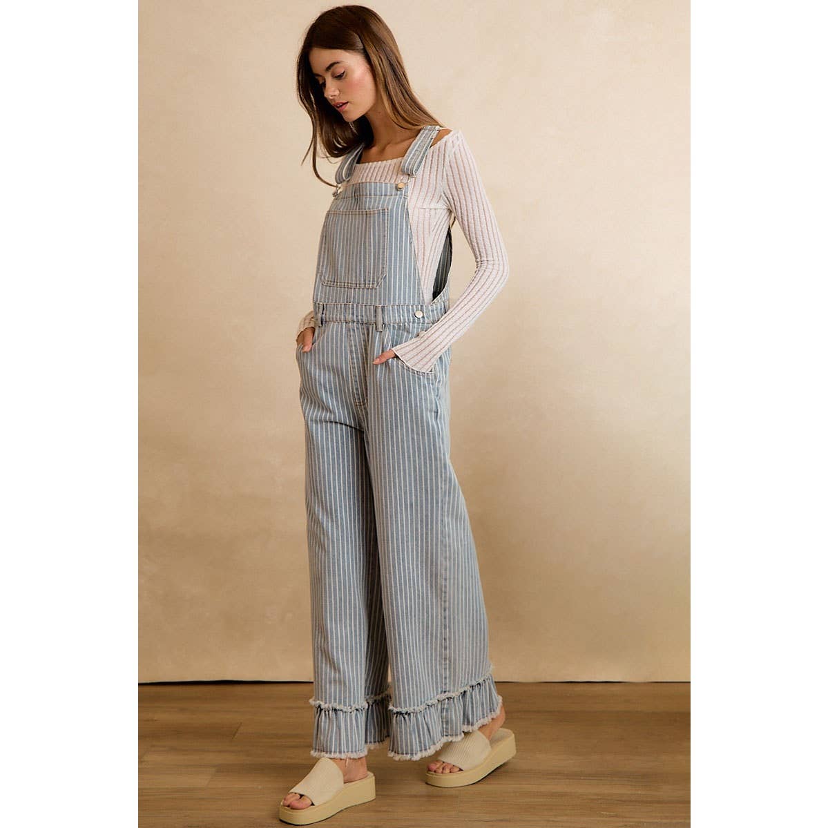 Make A Statement Ruffle Hem Overall