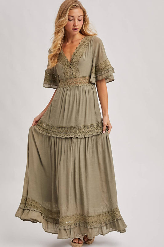Olive Dreams Lace Maxi