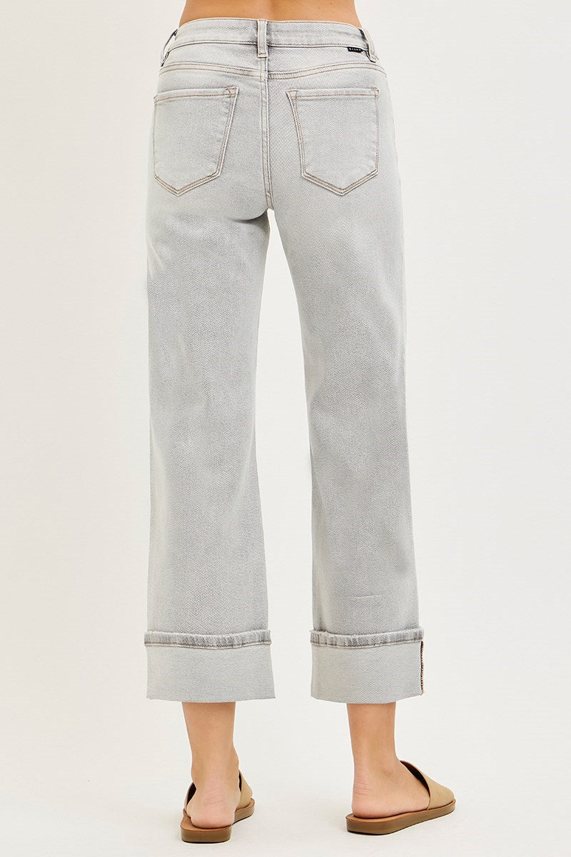 Halle Mid Rise Crop Straight Denim