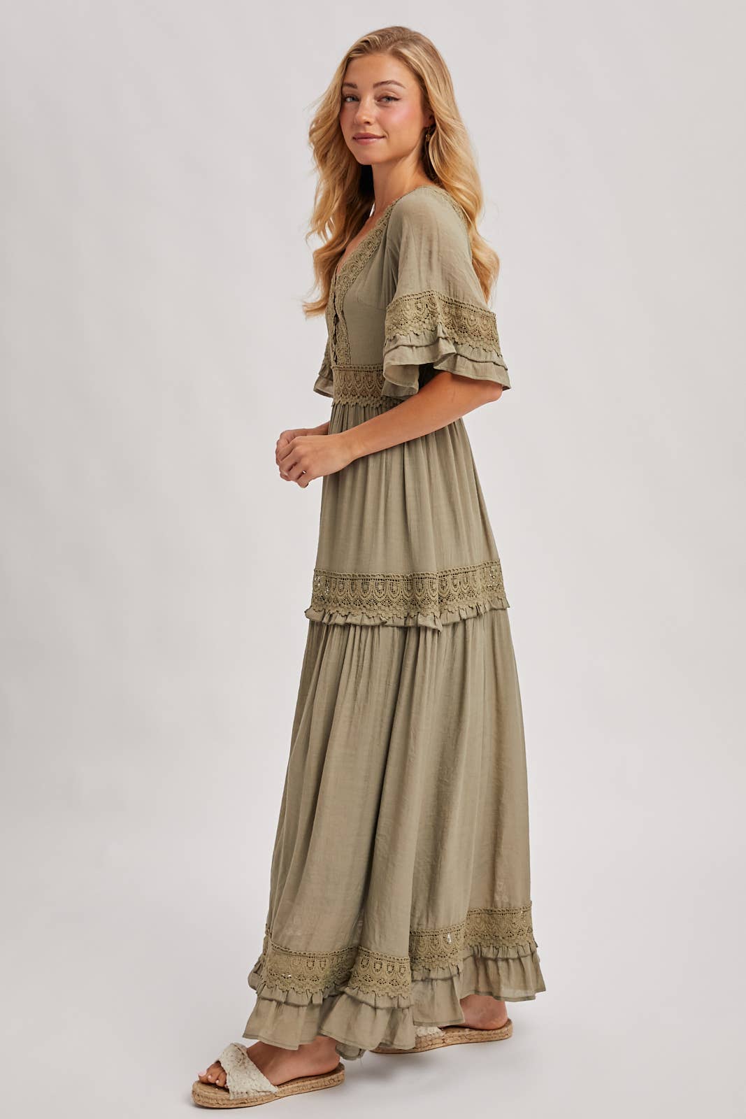 Olive Dreams Lace Maxi