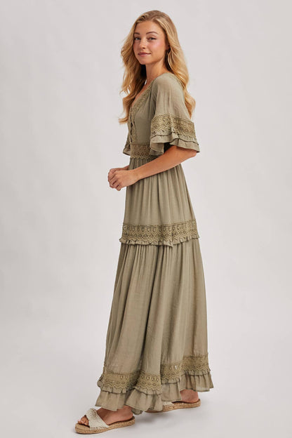 Olive Dreams Lace Maxi