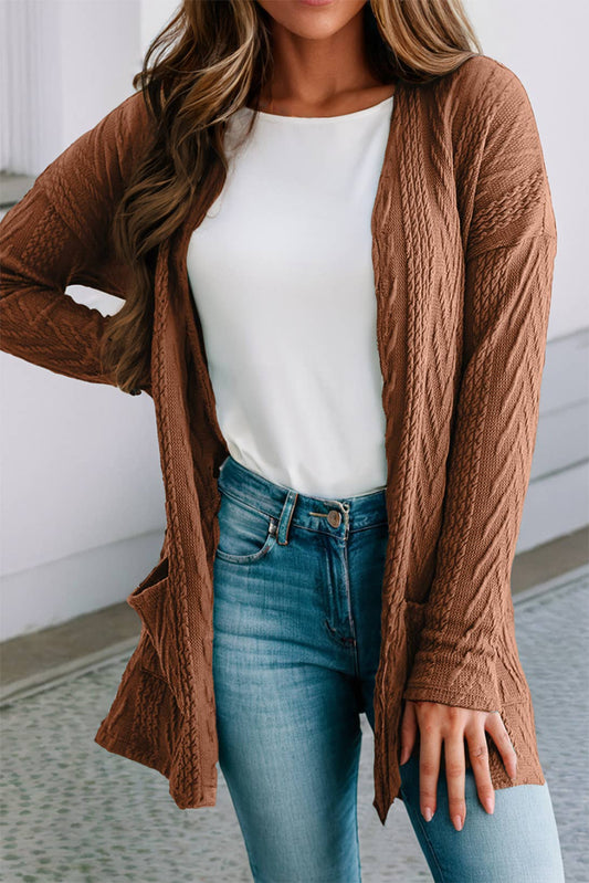 Textured Knit Cardigan | Coffee