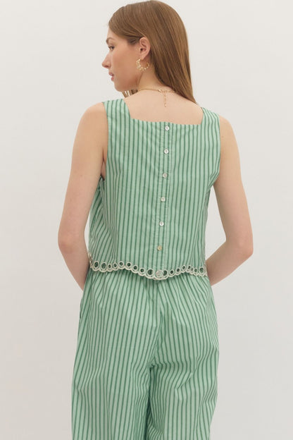 Summer Striped Eyelet Top
