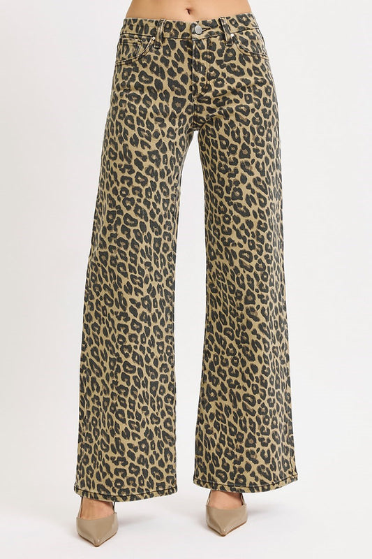 Leopard Wide Leg Denim