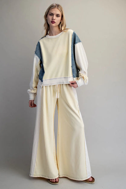 Frayed Color Block Pullover