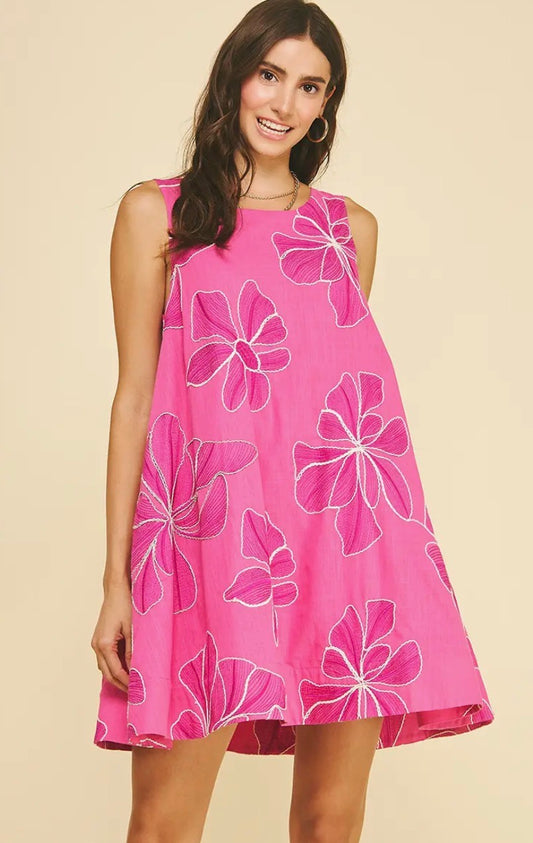 Floral Embroidered A Line Dress