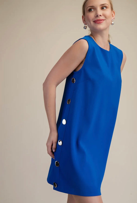 Royal Side Button Mini Shift Dress