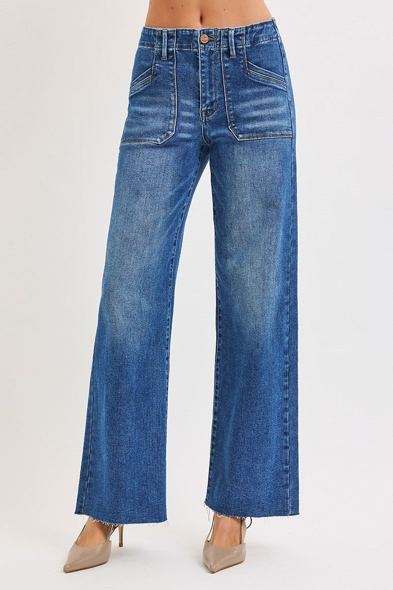 Hannah Wide Leg Patch Pocket Denim