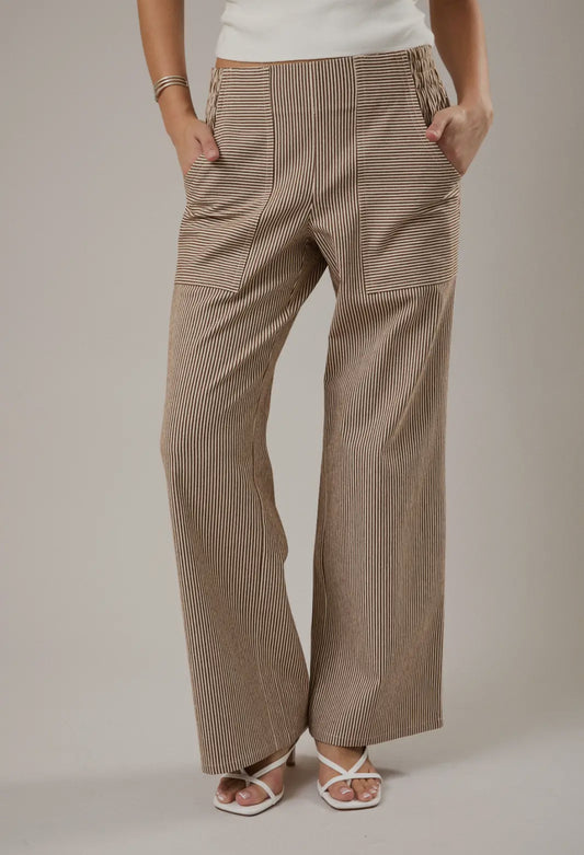 Striped Elastic Waist Pants