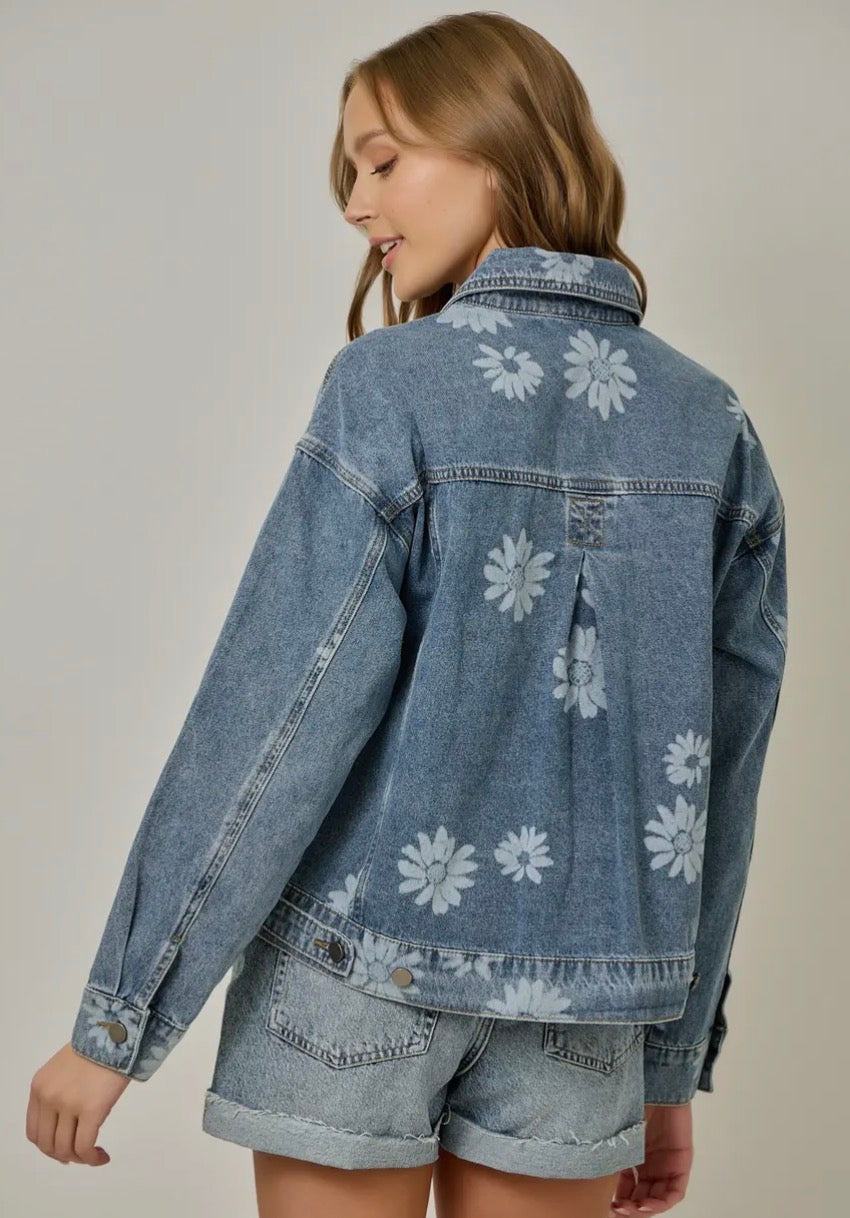 Floral Printed Denim Jacket