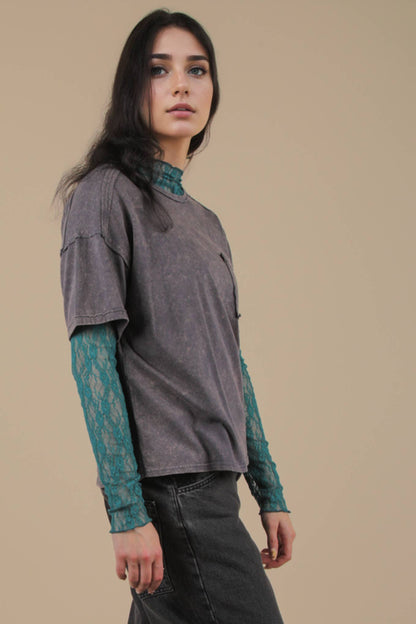 Mineral Washed Knit Pocket Tee
