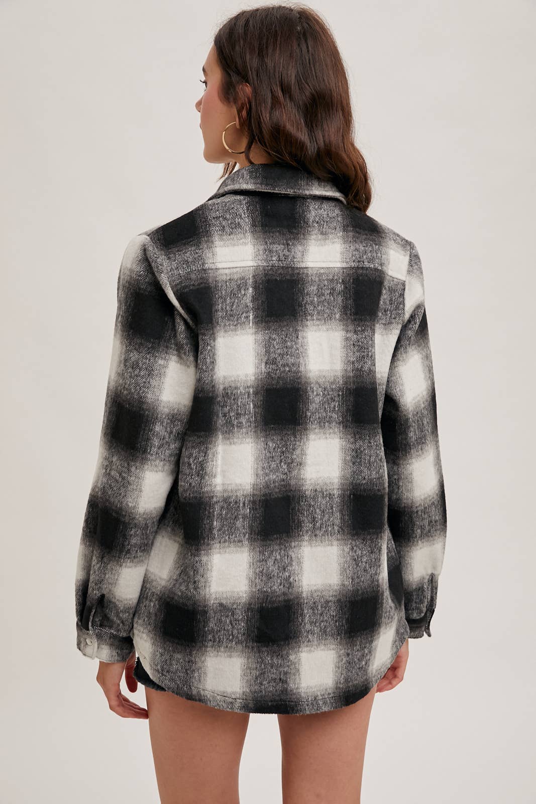 Feeling Fall Flannel Shacket / Black Plaid