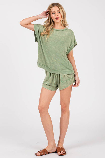 Sage Ribbed Short Set