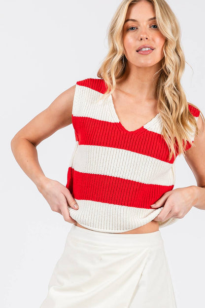 Go Team Striped Sweater Tank
