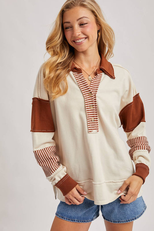 Pumpkin Spice Collar Knit Top