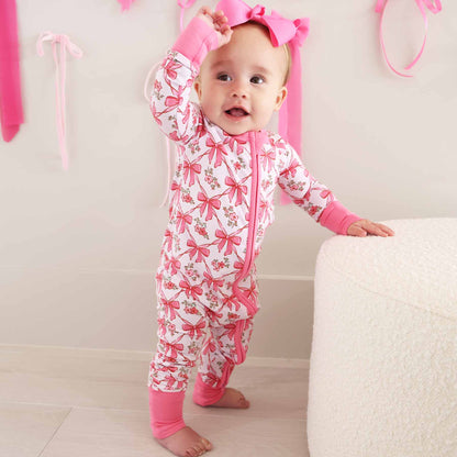 Bow Besties Bamboo Zip Romper